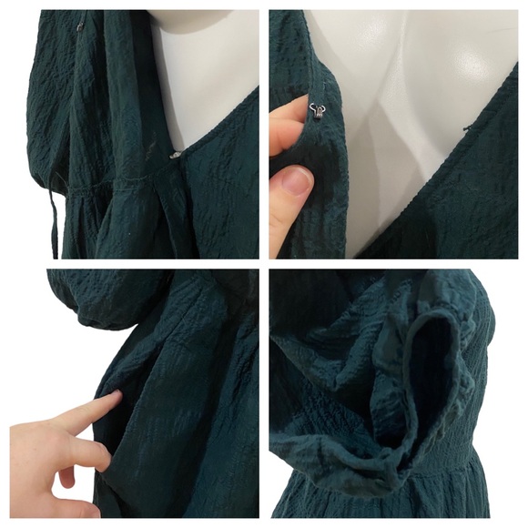 A NEW DAY wrap around casual green mini dress - sz MEDUIM - BOHO casual hippie - Picture 9 of 15